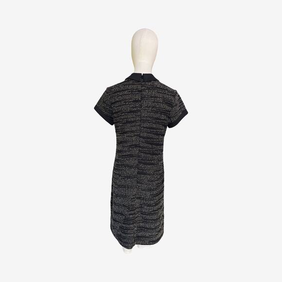 Maison Jules Textured Knit Shift Dress Black White Peter Pan Collar Small - Picture 6 of 12